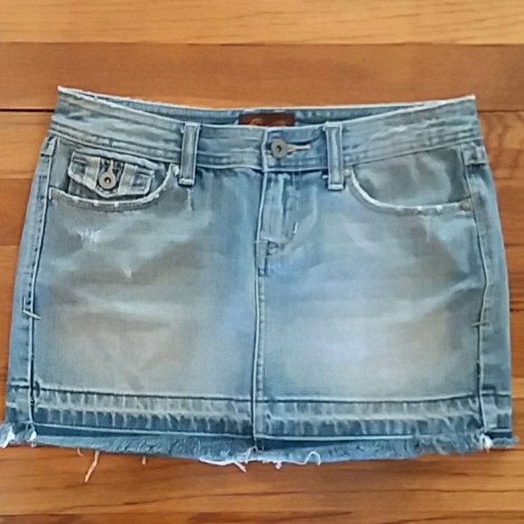 Aeropostale Dresses & Skirts - Aeropostale Jean Mini Skirt Denim Pockets Fringe